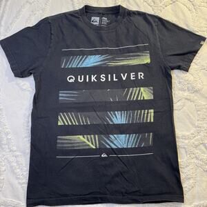 Youth Quicksilver T-shirt Short Sleeve Black Graphic Size Medium